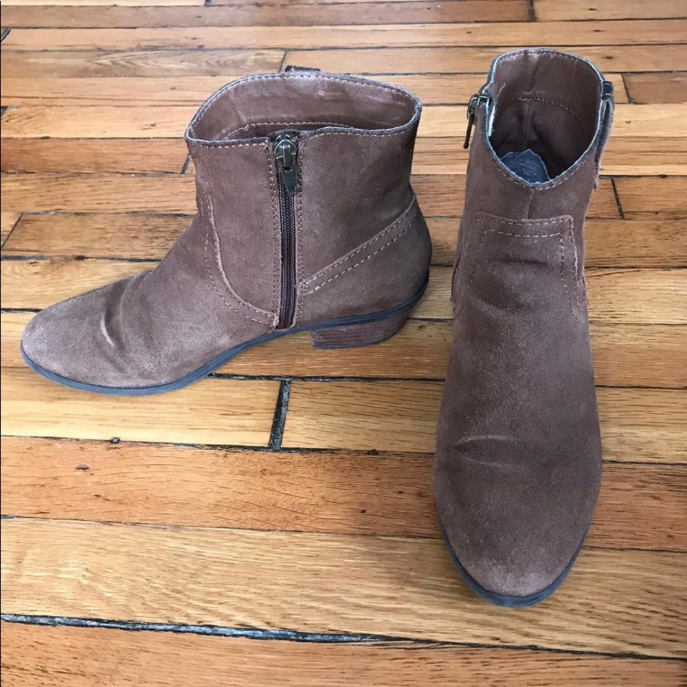 Brown suede ankle boots